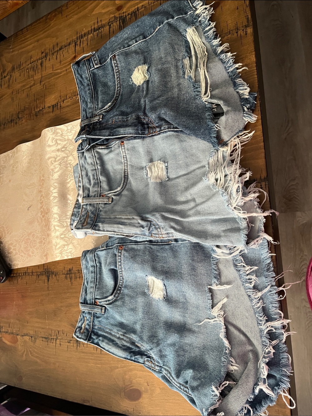 Forever 21 Light Blue Distressed Denim Cutoff Shorts